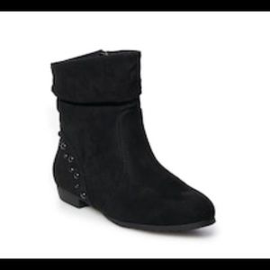 NWT BLACK SUEDE ANKLE BOOTS